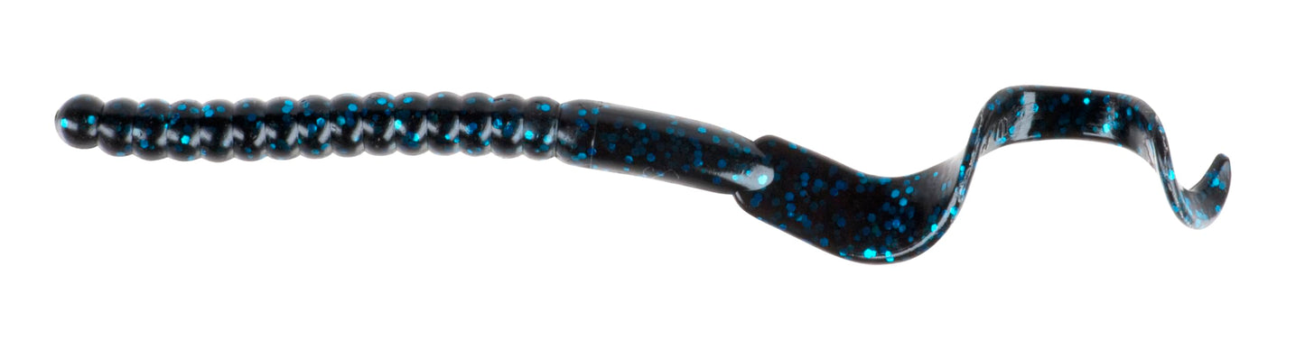 Berkley PowerBait® Power Worm Fishing Bait, Black Blue Fleck, 7in | 18cm, Irresistible Flavor, Classic Curly Tail Worm Profile, Ideal for Spring, Summer and Fall Fishing