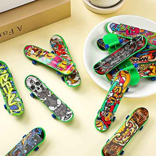 Sosation 18 Pcs Mini Finger Skateboard Thanksgiving Party Gift Favors Mini Skateboards Novelty Fingerboard Decorations Fingertips Movement Finger Gift(Cool Style)