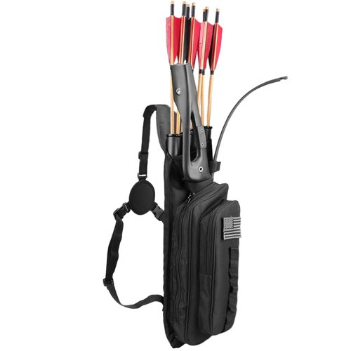 KRATARC Krayney Multi-function 4-Tubes Back Arrow Quiver Shoulder Hanged Target Shooting Archery Quiver for Arrows Takedown Bow (Black)