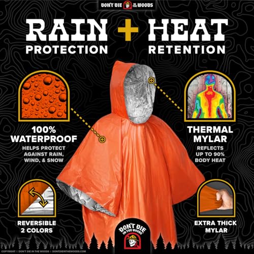 Don’t Die in The Woods Emergency Poncho Refill Orange One Size