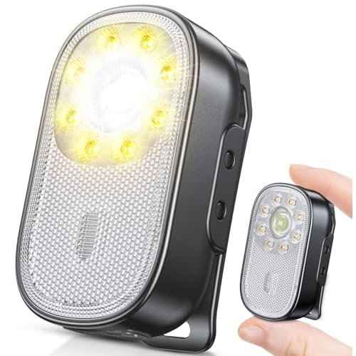 500LM Ultra Bright Mini EDC Flashlight, 10 Modes Running Lights for Runners with Spot & Flood Light, IP65 Waterproof Rechargeable Small Clip on Flashlight for Camping, Hiking, Jogging, Work
