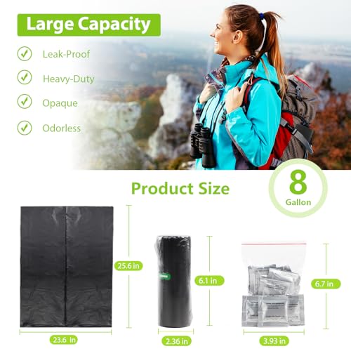 Portable Camping Toilet Bags with Poo Gel Set - Leak-Proof HDPE Material, 40 Pack