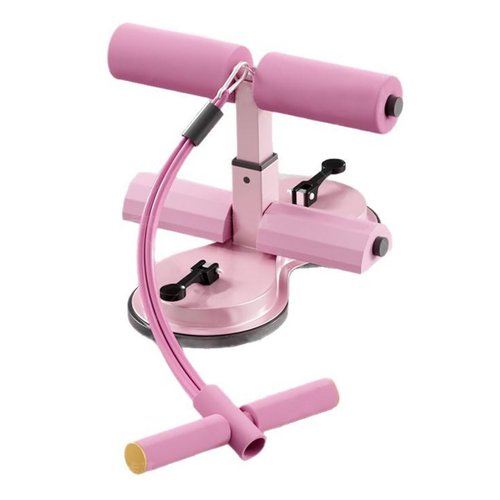 Ab Training Auxiliary Device, 2025 New Double Suction Cups Core Trainer, 3-Level Height Adjustable Sit Up Machine with Resistance Band, Full Body Workout Equipment for Home & Gym(PINK)