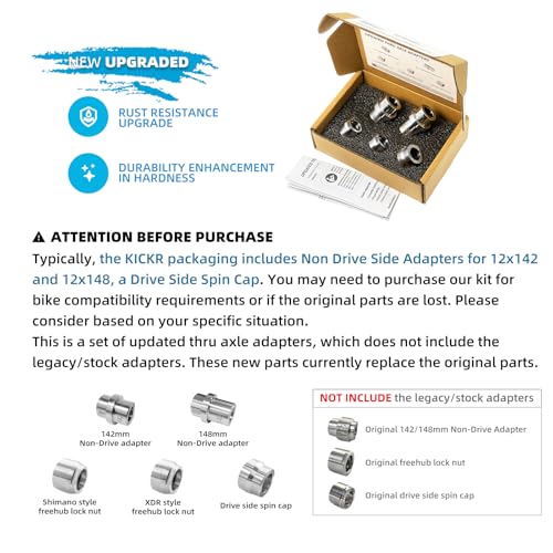 Bike Thru Axle Adapter Kit Compatible with Wahoo KICKR CORE & V4 2025 Upgrade Stainless Steel