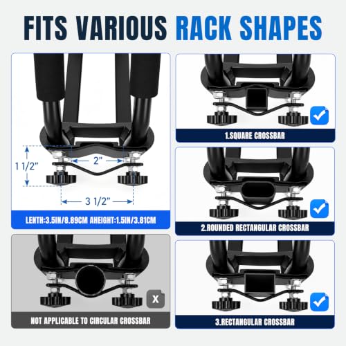 Forluck Black Kayak Roof Rack J-Bar Carrier - 1 Pair, Universal Fit, Heavy Duty