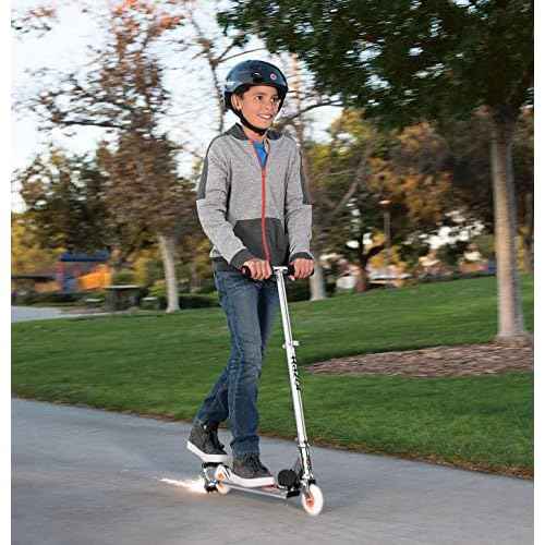 Razor Spark Ultra Kick Scooter for Kids Ages 8+ - Ultra Bright LED Wheels, Rear-Fender Brake, Adjustable Handlebars, for Riders up to 143 lbs