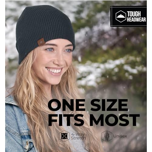 Tough Headwear Ribbed Beanie Hat - Four-Way Stretch Beanie for Women & Men - Lightweight, Soft Acrylic Knit Winter Hat