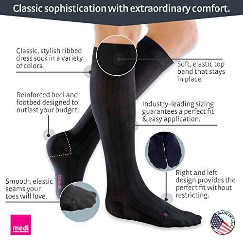 mediven for Men Classic, 20-30 mmHg ? Calf High Compression Stockings, Closed Toe Leg Circulation for Men, Compression Dress Socks, Leg Support Compression Coverage