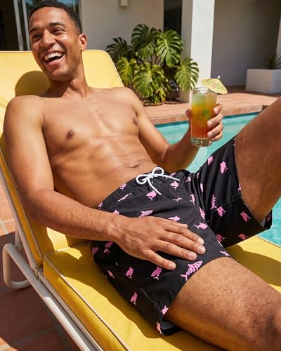 XX-Large Pink Shark Men's 5-Inch Swim Trunks with Compression Liner - 2-in-1 Bathing Suit