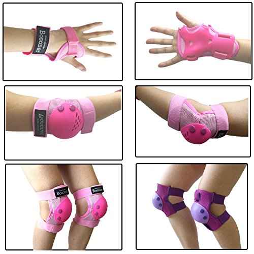 BOSONER Kids/Youth Knee Pads Elbow Pads Wrist Guards Set for 3-15 Years, Child Protective Gear Set for Roller Skates, Cycling, BMX Bike, Skateboard, Inline Skating, Scooter Riding Sports¡¦