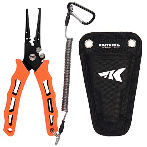 Fishing Split Ring Pliers - 7 Inch, Orange, Stainless Steel, Tungsten Cutters, Multi-Function