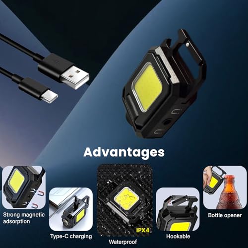 Black 2-Pack Rechargeable COB Work Light with Bottle Opener - Foldable & Hands-Free Camping, Car Repair, Emergency