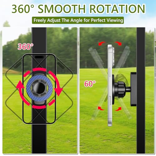 Magnetic Golf Cart Phone Holder with 360° Rotation - Strong Magnet Mount for Men Dad