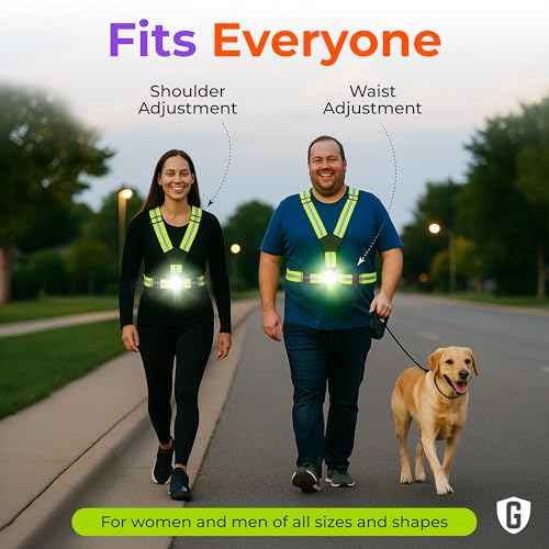 Reflective Running Vest and Gear - Reflective Vest Including Rechargeable & Removable Running Lights for Runners - Perfect for Night Walking with Safety Lights to Provide High Visibility