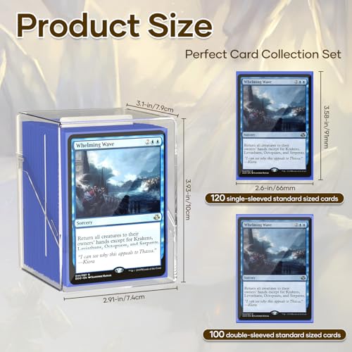 YSCare Card Deck Boxes Set with 6 Color Sleeves & 600 Card Sleeves - Clear Case & Dividers