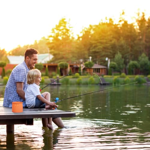 Kids Fishing Pole Set 2 Pack - Portable Rod and Reel Combo for Children