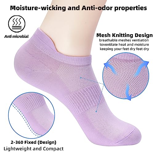 Ankle Socks Women & Men 6-12 Pairs Thin Low Cut No Show Socks with Tab - 9-11 Size, 6 Colors