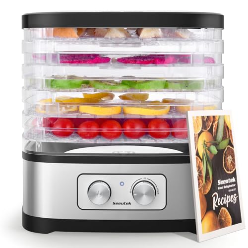 Seeutek Food Dehydrator with 5 BPA-Free Trays - Silver, Adjustable Temperature