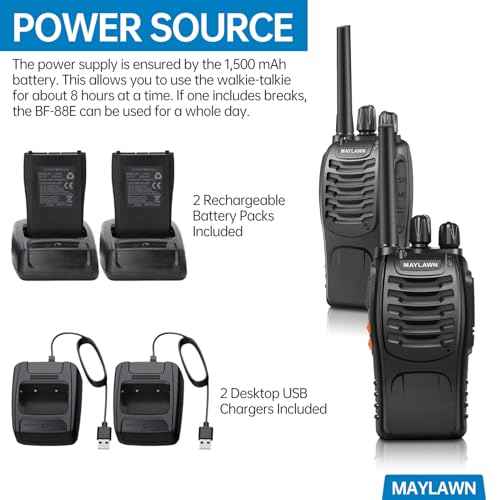 Walkie Talkies Pack of 2, Walkie Talkies Long Range for Adults with Rechargeable Batteries, Two Way Radios with LED Light Earpieces and Chargers, 16 Channels, Supports VOX Function