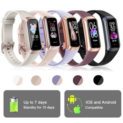 Fitness Tracker, 1.1" AMOLED Touch Screen Smart Watches, Step Counter with 24/7 Heart Rate Blood Pressure Sleep Monitor, Calorie Pedometer for Women Men