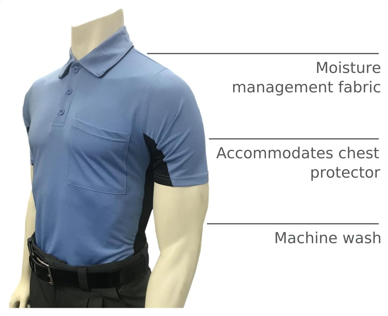 Smitty BBS-314 Major League Style Body Flex Vented Umpire Short Sleeve Shirt, (Sky Blue Body w/Vented Black Panel, 4X-Large)