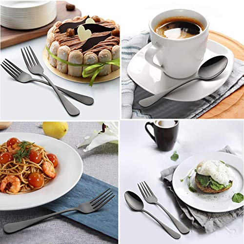 LIANYU Black Silverware Set for 2 - 10-Piece Stainless Steel Flatware