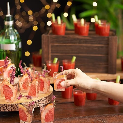 Clear Plastic Shot Glasses with Gold Glitter 2 Oz 100 Pack - Reusable Party Cups