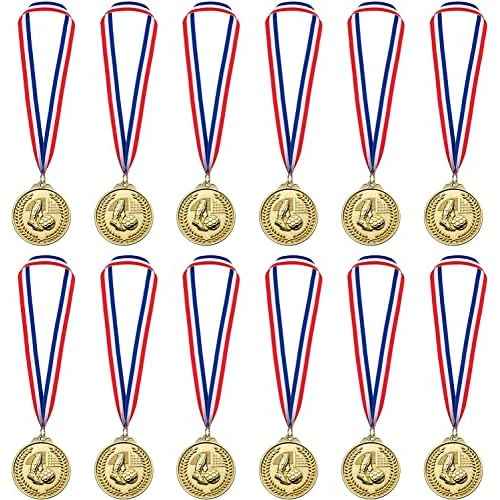 12 Pack Soccer Medals for Kids, metals Gold Award Medals Suitable for sports competitions Celebration and Party Favors