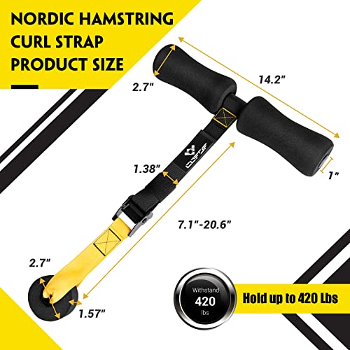 Bright Yellow Nordic Hamstring Curl Strap - Heavy Duty Adjustable Fitness Equipment
