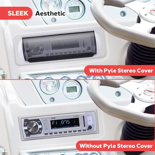 Marine Water Resistant Stereo Cover with Flip-Up Door - Heavy Duty Boat Radio Protector
