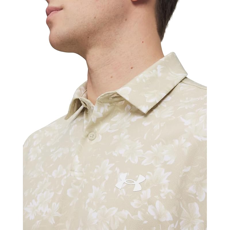 Under Armour Golf Matchplay Printed Polo Shirt - Khaki Base / Summit White / White - X-Large