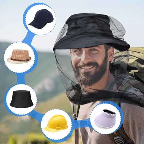 Mosquito Head Net for Insects 4 Pack - Adult Size, Breathable Mesh, Bug & Fly Protection