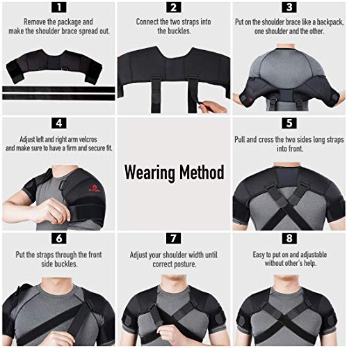 Kuangmi Medium Double Shoulder Support Brace Strap Wrap Neoprene Protector