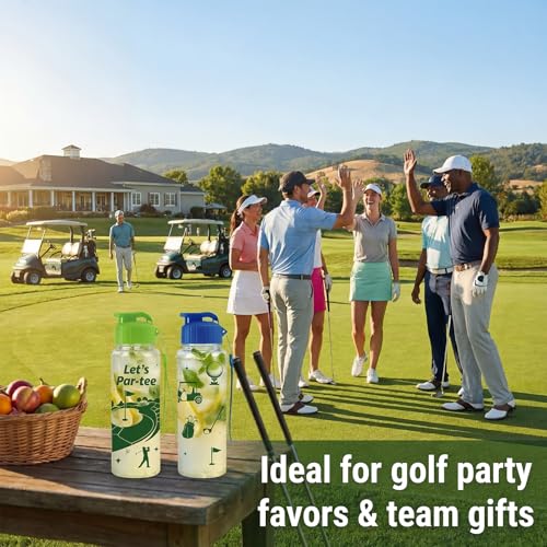 Blue Green Golf Water Bottles 20 Pcs Bulk Sports Drink Cups with Leak-Proof Lids