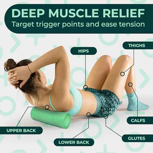 Deep Recovery Yoga Foam Roller for Physical Therapy & Exercise ? Soft Back Roller for Back Pain, Legs, and Shoulders, 12in x 4in Travel Size ? Deep Tissue Massage for Myofascial Release