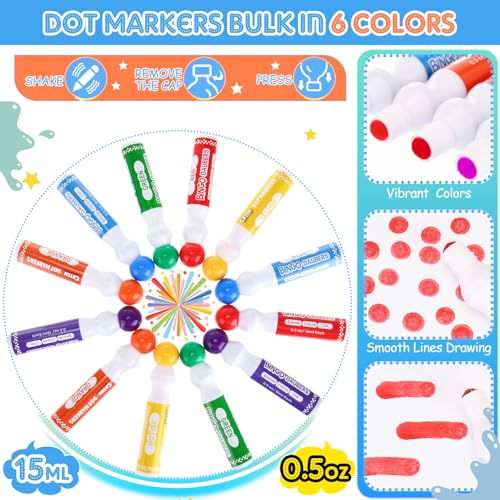 Bingo Card and Dauber Set with 180 Cards and 24 Colorful Markers