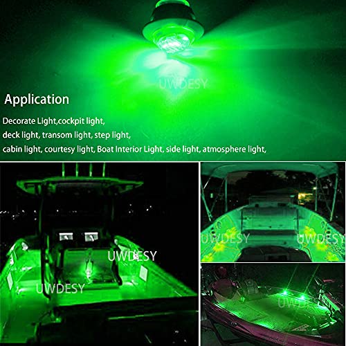 Green Waterproof Marine LED Lights 10 Pcs - Boat Interior & Navigation Deck Lamps