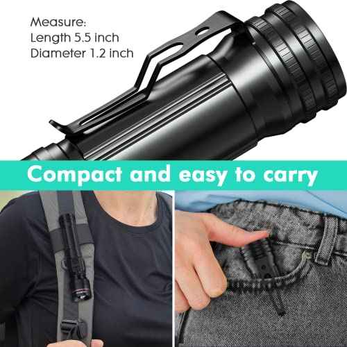 WdtPro 2 Pack Flashlights Rechargeable, Bright Mini LED Pocket Flash Lights with Clip, Zoomable, Dual Switch, 5 Modes, Waterproof Flashlight for Camping Outdoor Home Emergency (Battery Included)