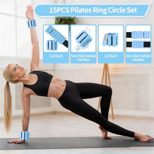 Fabric Resistance Bands Set - 8-Pack Non-Slip Exercise Loop Bands for Home Fitness, Pilates, Stretching, and Strength Training - Blue, Light Green, Dark Green