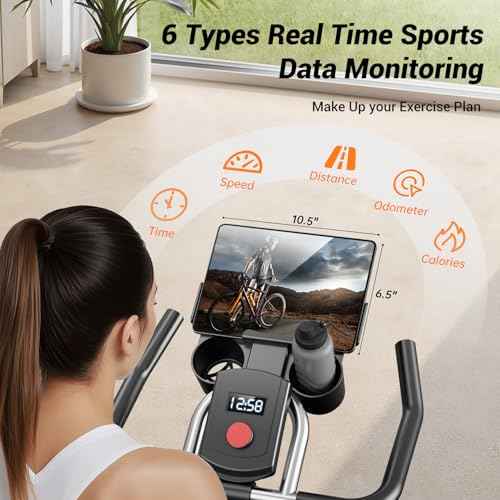 CURSOR FITNESS Exercise Bike, Brake Pad Stationary Bike for Home with Exclusive App, Stationary Bikes for Home with 300 lb Weight, Indoor Cycling Spin Bike Workout Bike with Extra Comfort Seat