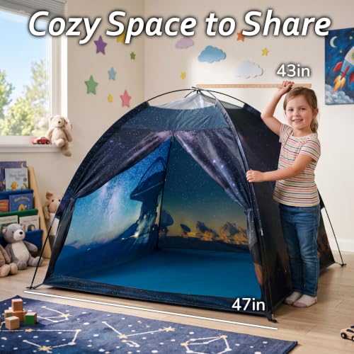 Kids Space Play Tent Indoor Galaxy Starry Dome with Mesh Top - Portable Black Galaxy Variation