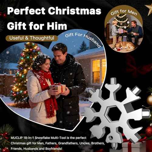 Stocking Stuffers for Men 2025,18-in-1 Snowflake Multi Tool 2 Pack,White Elephant Gifts for Coworkers,Adults,Stainless Steel Multitool with Carabiner & Bottle Opener - Gift for Him (Silver)