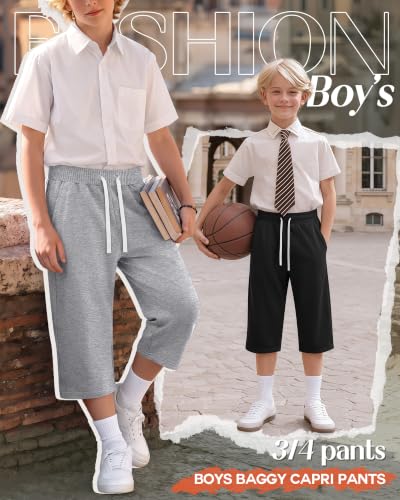 Halfchet Boys Capri Pants 4 Pack Wide Leg 7-16 Years