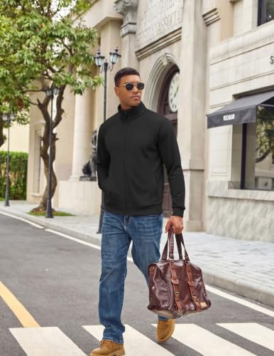 Men's Lightweight Fleece Lined Sweatshirt Zip Up Hoodie Jacket