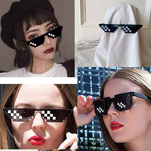 ALVOGIMOR 3 Pack Thug Life Sunglasses,Men Women Kids Pixel Mosaic Glasses, MLG Shades for Photo Props or Halloween Party