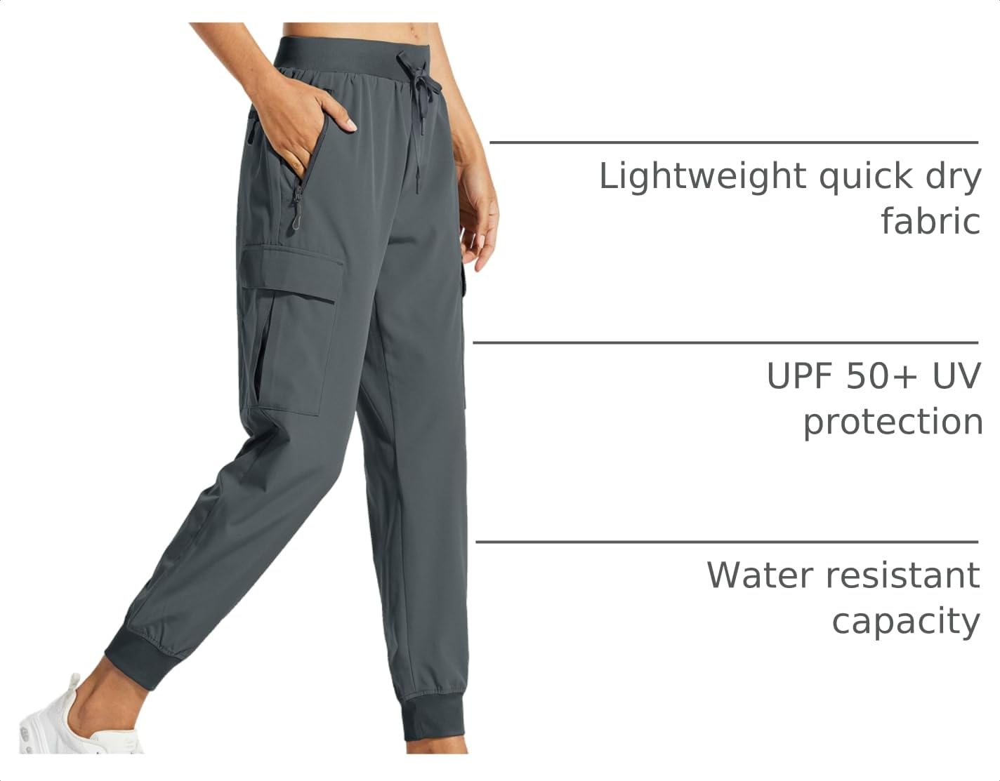 Libin Women's Cargo Joggers Lightweight Quick Dry Hiking Pants Athletic Lounge Casual Travel Tall, Steel Gray XS