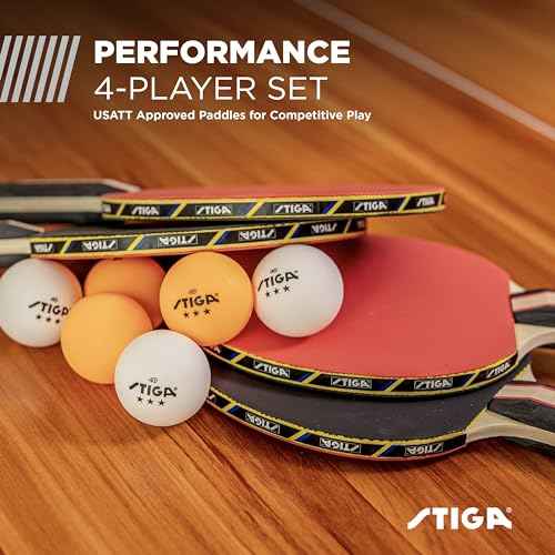 STIGA Performance 2 or 4 Player Table Tennis Set ? USATT Approved Rackets and 3-Star Balls ? 5-Ply Blade & Flared Handle ? Perfect for Skill Development