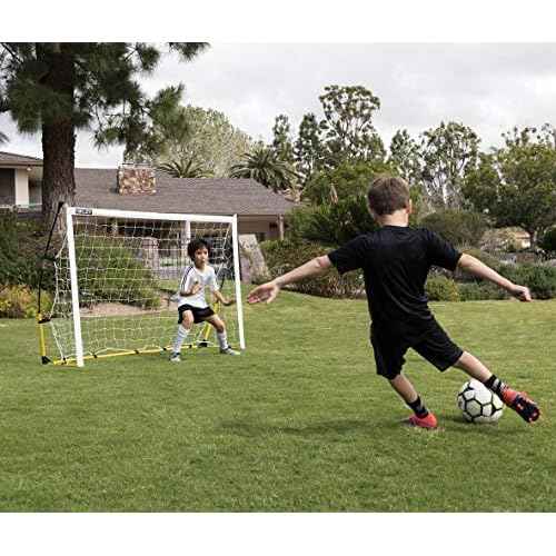 SKLZ Quickster Soccer Goal - Portable Goal for Backyard & Field - Durable Tension-Tite Frame & Heavy Gauge 2-Ply Net - Adjustable Click-Lock Poles, Metal Stakes - Carrying Case with Handle