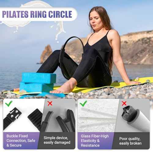 Pilates Ring, 13.5"/12" Silicone Magic Circle with Training Poster & Portable Bag, Pilates Ring Circle for Inner Thigh Workout, Yoga, Lose Weight & Physical Therapy for Women