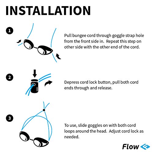 Flow Goggle Strap Kit - Replacement Bungee Cord Straps for Swim Goggles - Jet Black